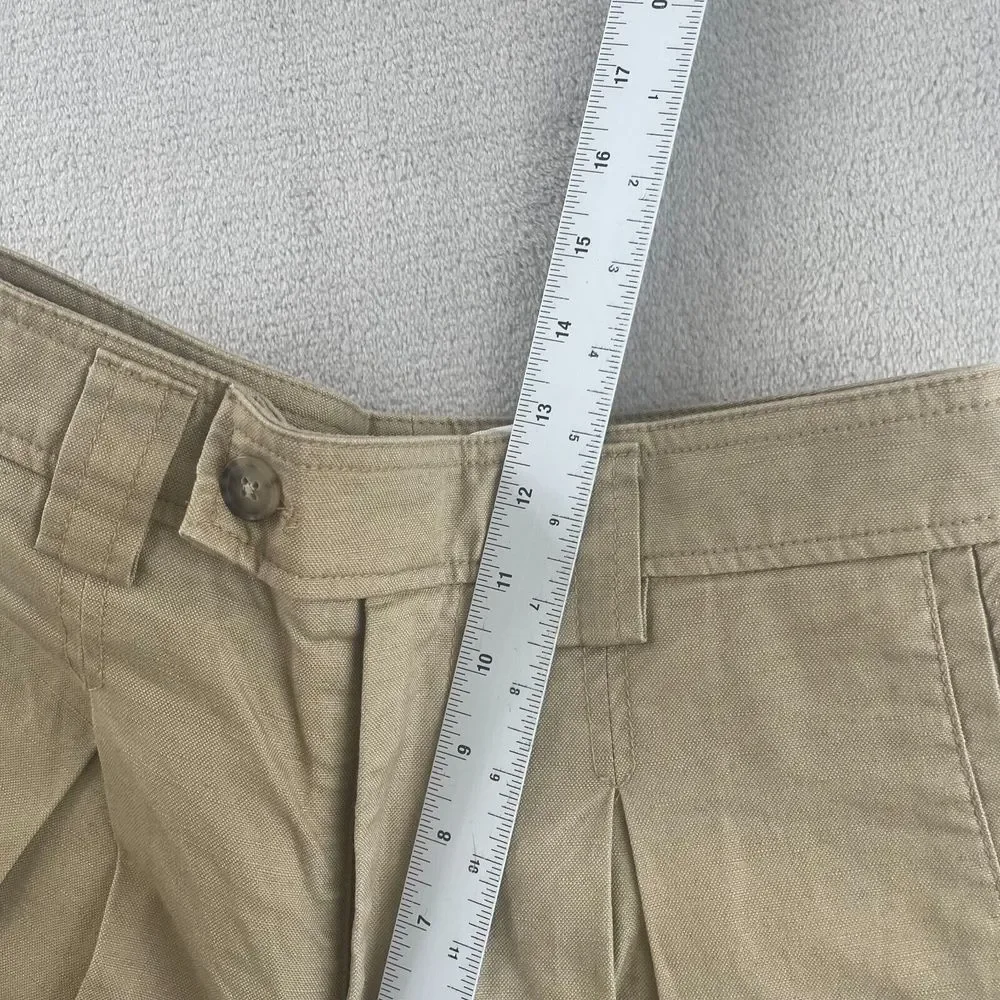 Banana Republic Cropped Wide Leg Pants 2 Beige Linen Blend Pleated Trousers NWOT